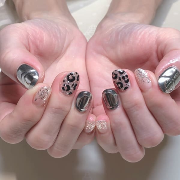 レオパード&ミラーネイル