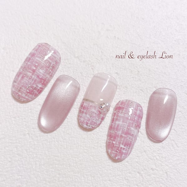 くすみピンクツィードネイル