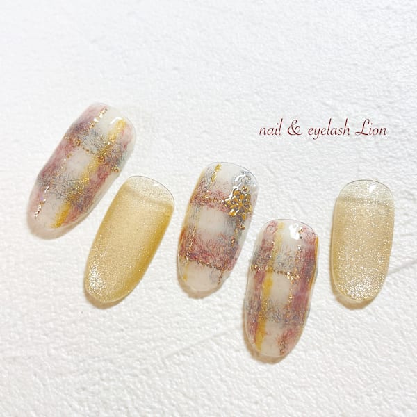 モヘアチェックネイル|nail ＆ eyelash Lion 池袋