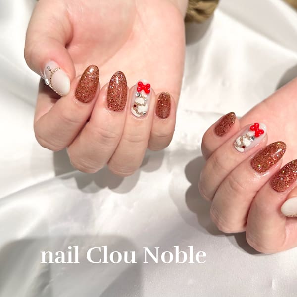 ラメワンカラー×ツリーネイル|nail Clou Noble