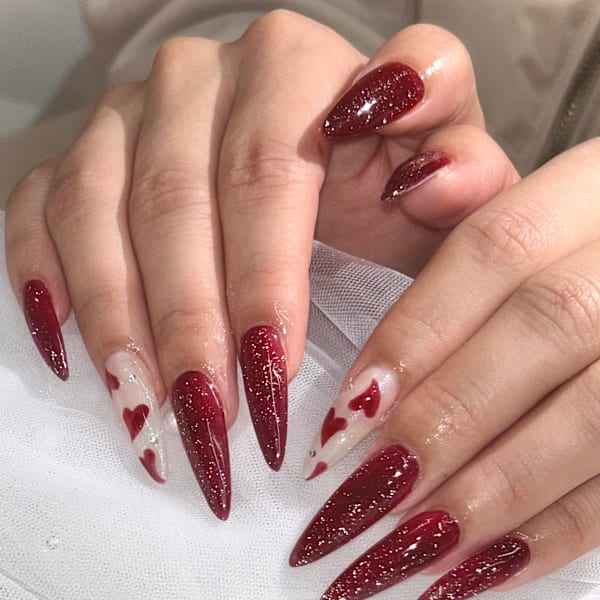 赤フラッシュ×ハートネイル|studio tam