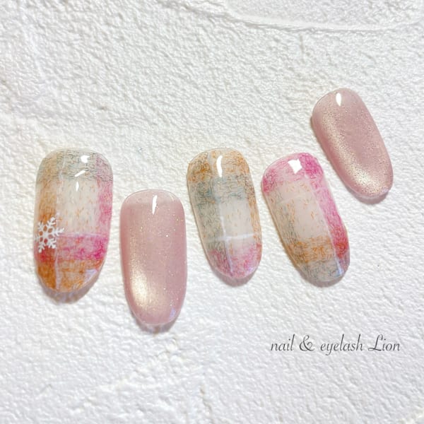 モヘアチェックネイル|nail ＆ eyelash Lion 池袋