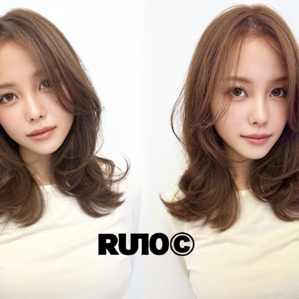 RU10C ブリーチなしダブルカラー/白髪ぼかしハイライト/酸性ストレート