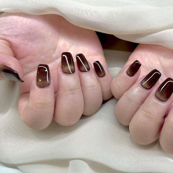 濃厚ブラウン×マグネットグラデネイル|Richer表参道 ネイル