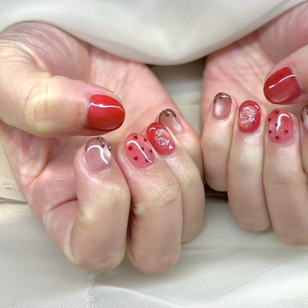 チョコレートハート×バレンタインネイル