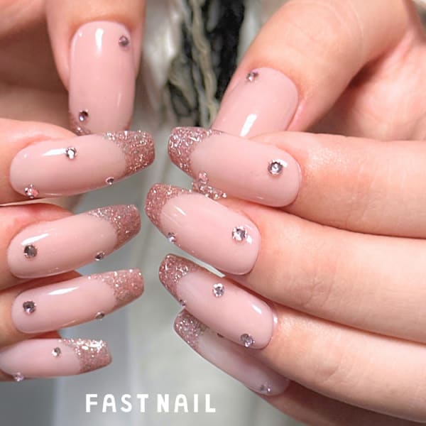 ピンクラメ×フレンチネイル|FAST NAIL 銀座店