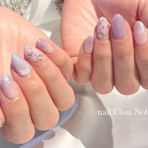 花柄×パープル