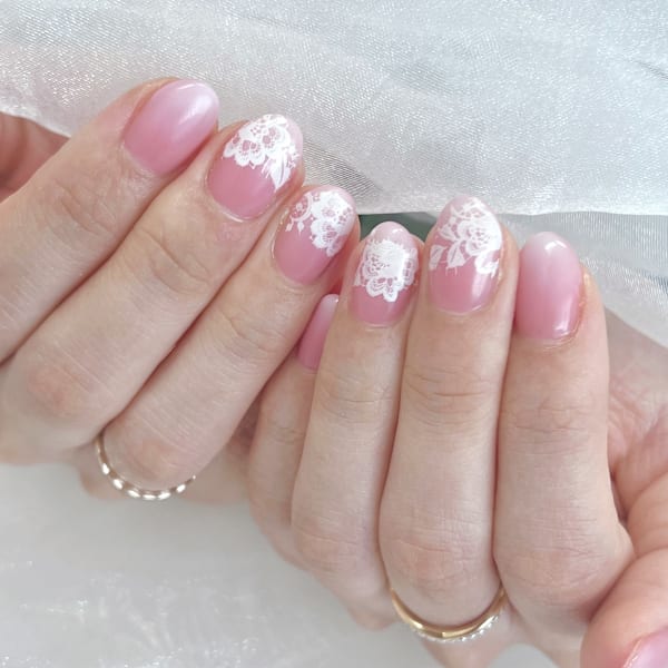 【春ネイル】レースフレンチネイル♪