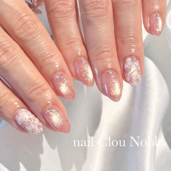 フラワーデザイン×キラキラマグネット|nail Clou Noble