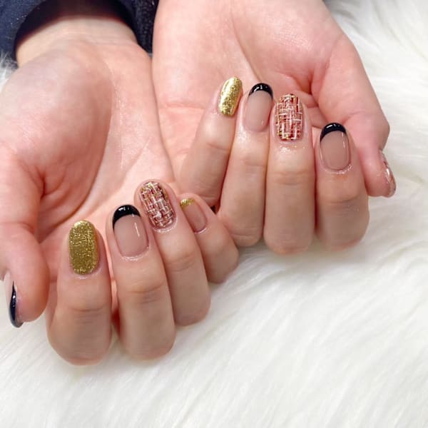 フレンチチェック大人デザイン|ネイルサロン Zina nail 大阪茨木【パラジェル/フィルイン導入】