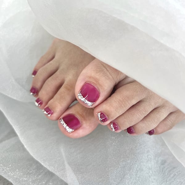 【フットネイル】秋色ガラスフレンチネイル♪|Nail Salon DANAE GINZA