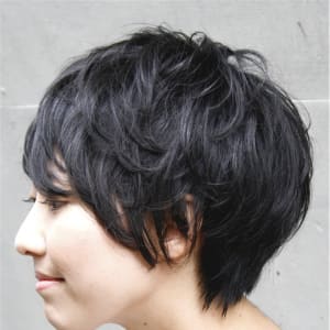 オススメ順 パーマ 黒髪 ベリーショートの髪型 ヘアスタイル 楽天ビューティ