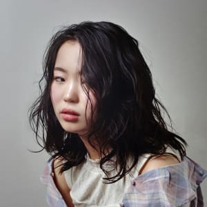 オススメ順 パーマ モード 黒髪 セミロングの髪型 ヘアスタイル 楽天ビューティ