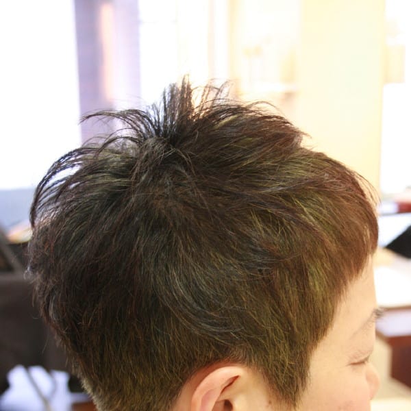 京都　天然１００％ヘナ＆インデイゴ  ショートアシンメトリー|hair Qril