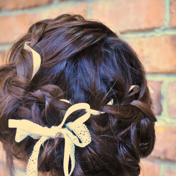 編み込みリボンアレンジ