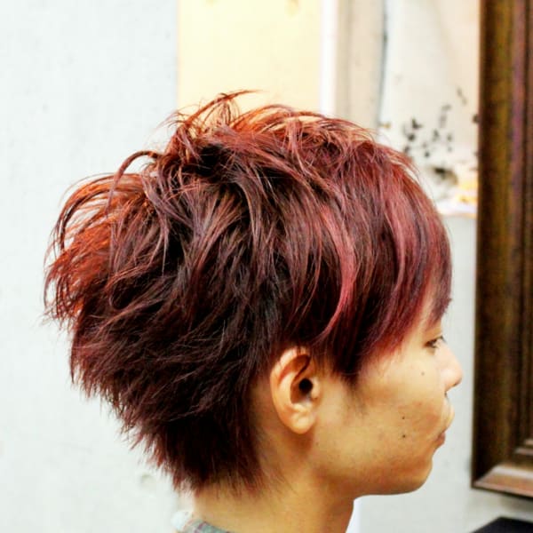 ツーブロックショート☆レッド