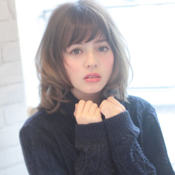 ショートバング シースルーバングのニュアンスミディ S-3