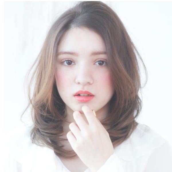 自然なかきあげヘア　グラデーションカラーセミディs-26