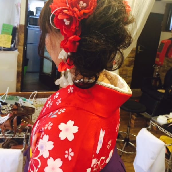 卒業式ヘアセット 袴着付け