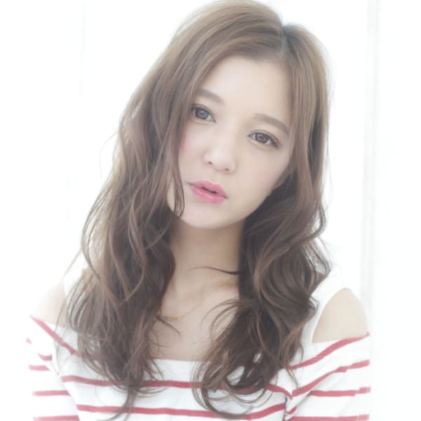 大人ロング 大きめウェービーカール 外国人カラー