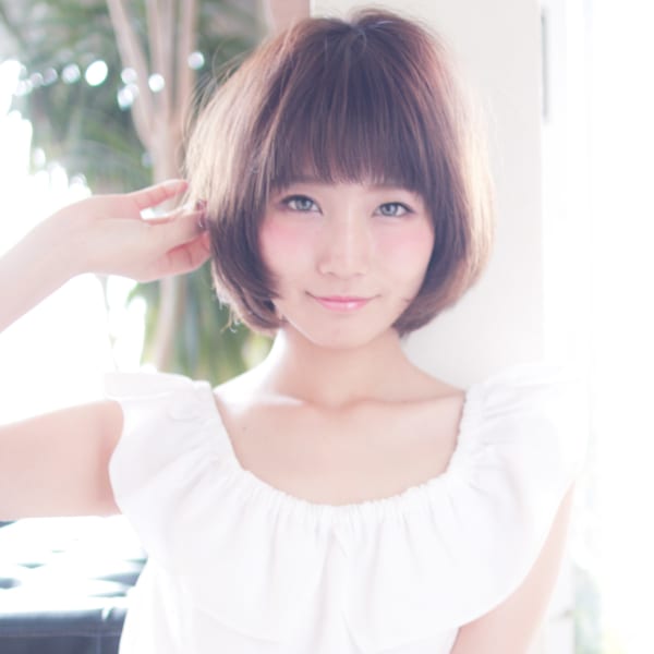 ひし形フォルムの暗髪ショートボブ【H-134】