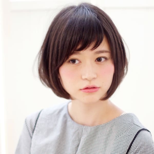 大人シンプル暗髪ショートボブ M136