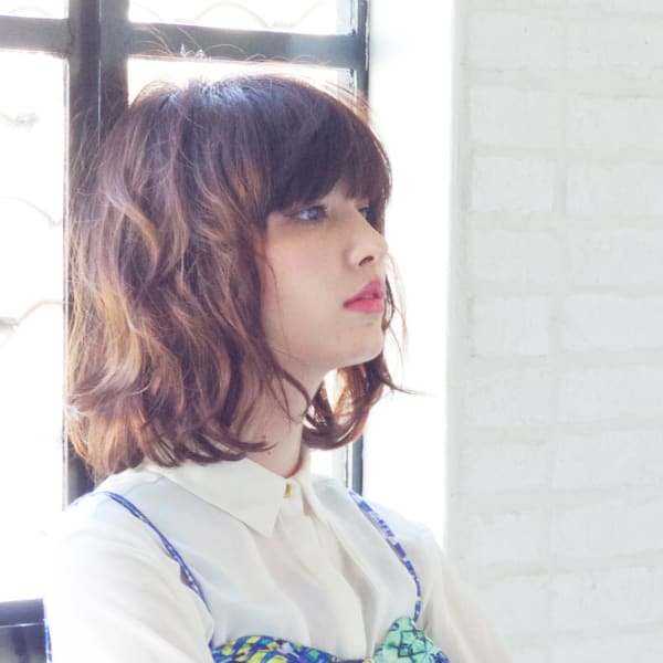 マルサラカラーのクールウェーブボブ【N-345】