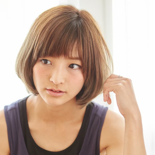 黒髪にも似合う＠セミウェット鎖骨ナチュラルミディラウンドボブ