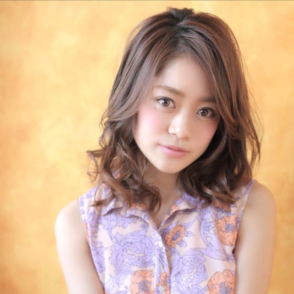 ナナメバング！ふわ軽パーマ　アクセントグレージュ