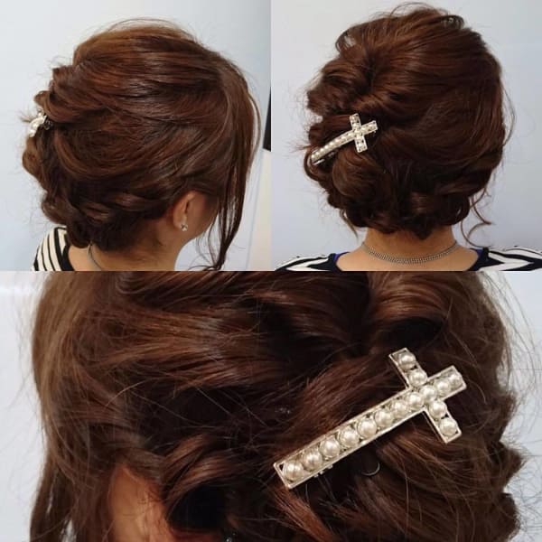 結婚式などで使える、ゆるあみアップ