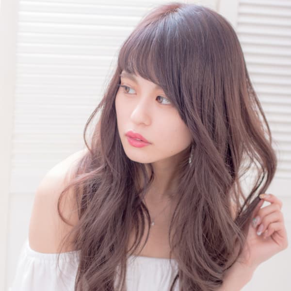 アッシュグレージュ外巻きロング K-0053