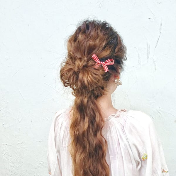 波ウエーブでリボンアレンジ