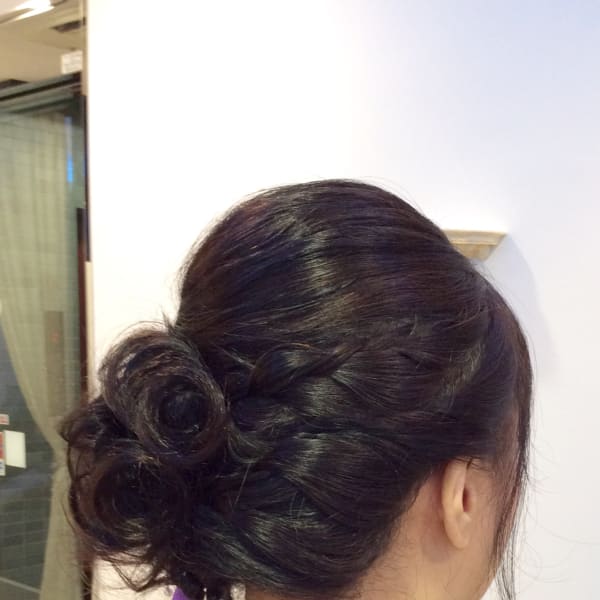 大人サイドカール　浴衣スタイル