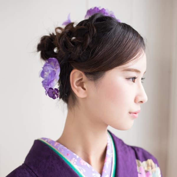 編み込みアップスタイル