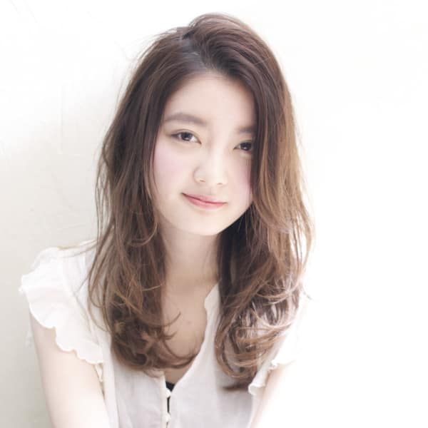 中村アン風 無造作ウェーブミルクティーカラー【y−１２５】