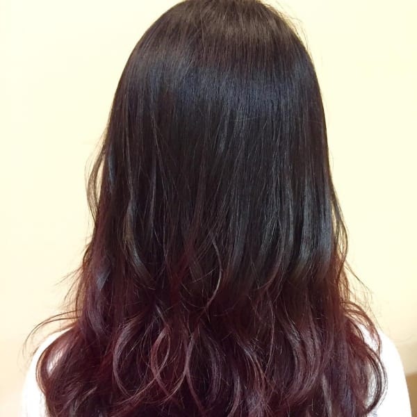ブリーチ無し、グラデーション、レッド、ワインレッド