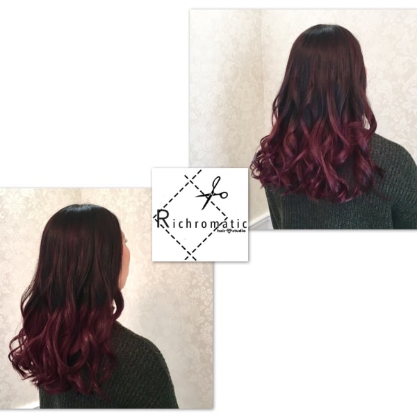 ワインレッドグラデーションカラー|Richromatic hair studio