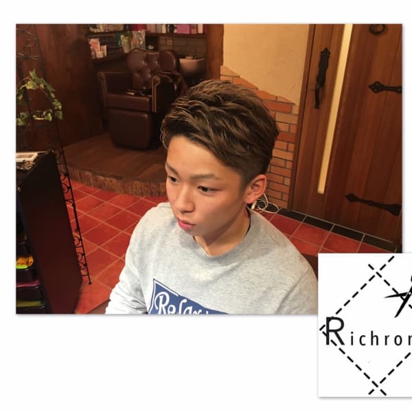 メンズ人気アッシュブラウンのダブルカラー|Richromatic hair studio