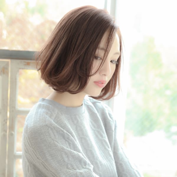 ピンクミルクティーカラーふわミデ