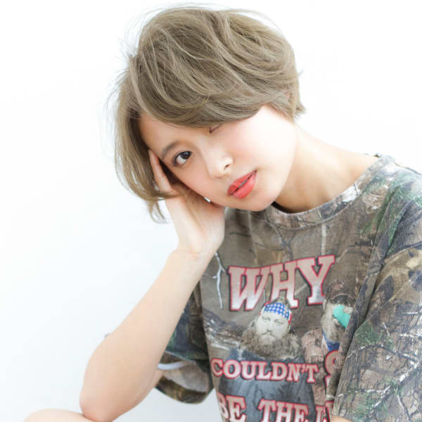 ダブルカラー☆パールグレージュショート