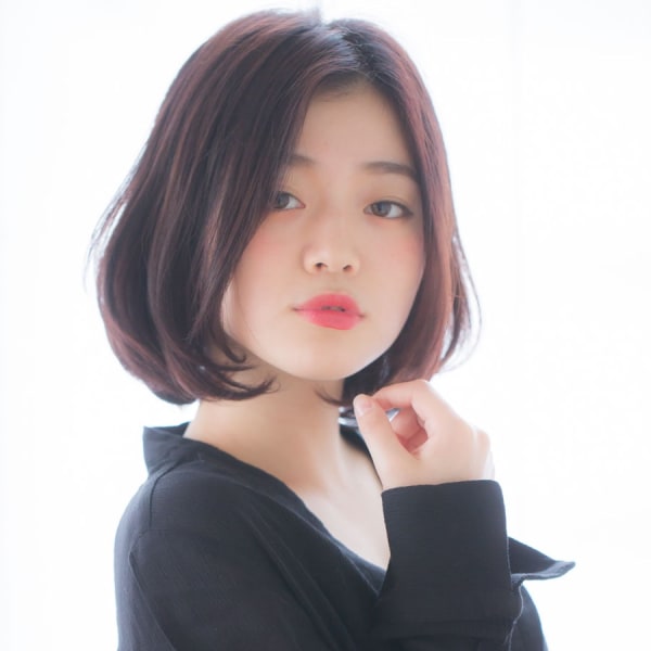 人気センターパートナチュラルグレージュボブ