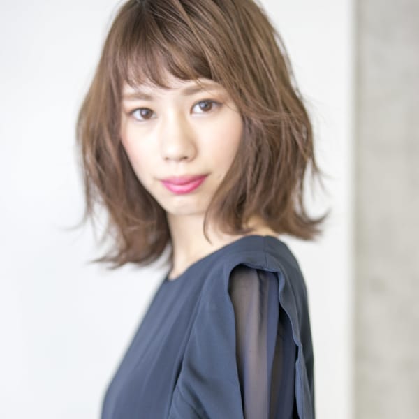 パーマ＋切りっぱなしボブ