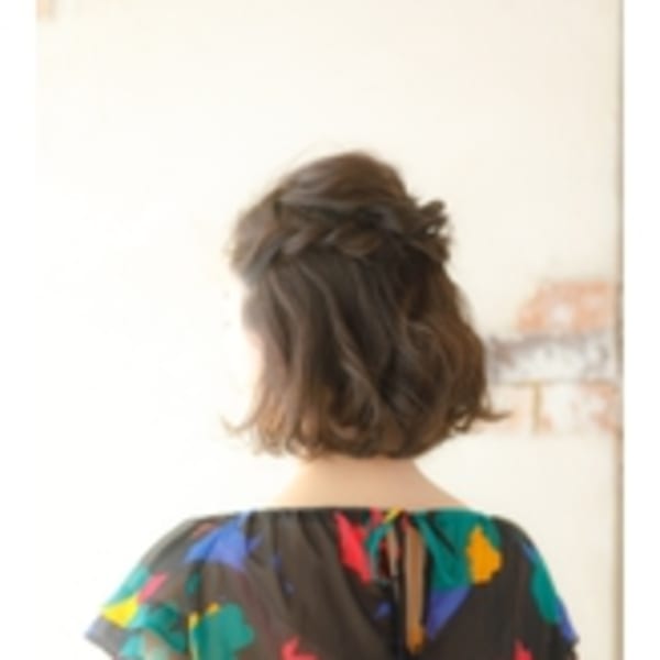 ふんわりハーフアップ風ボブアレンジ