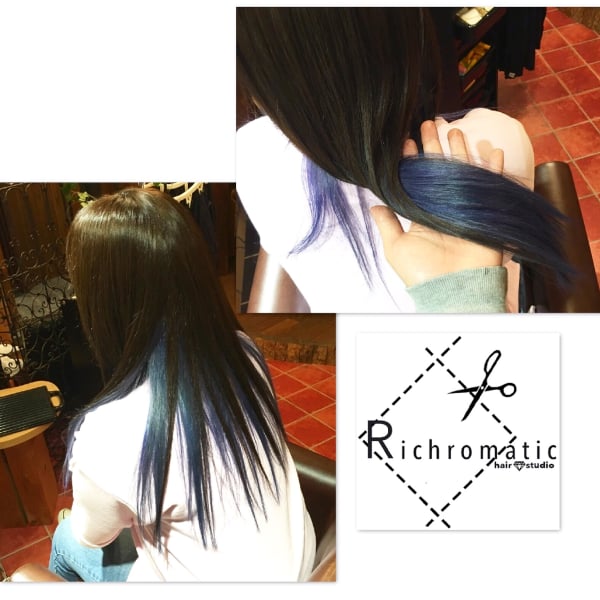ネイビーグラデーションカラー Richromatic hair studio(リクロマティックヘアスタジオ)のヘアスタイル 美容院