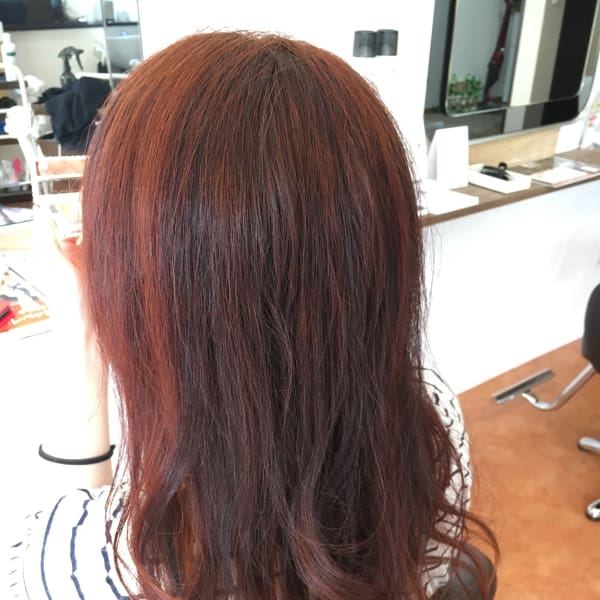 ハイライト、ローライトMIX。ツヤツヤレッドカラー|Hair Beauty RICHER