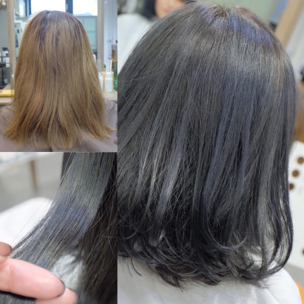 ブルーブラック　ロブ|hair atelier ANELLO
