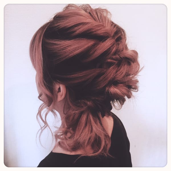 オススメ順 サイドアップ レッド ピンク ミディアムの髪型 ヘア