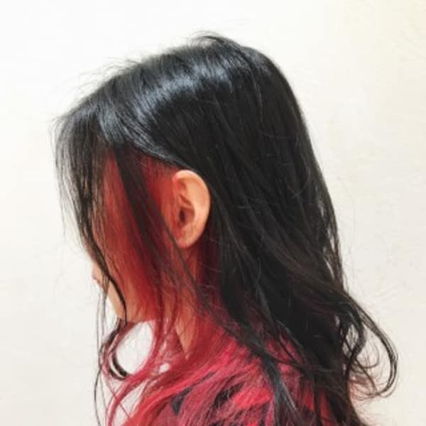 レッドピンクのインナーカラー ＊