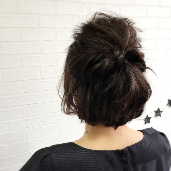 ショートボブハーフアップ♪