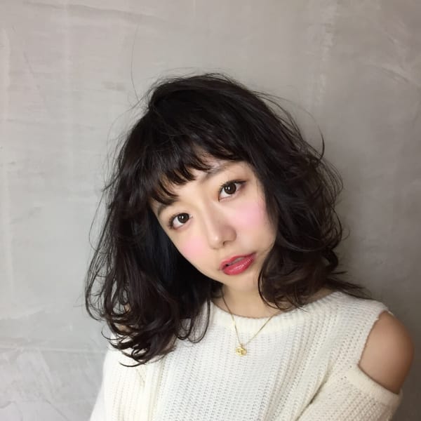 黒髪エアリーパーマ